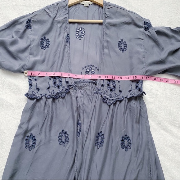 AE Lightweight Eyelet Lace Kimono Sleeve Long Summer Duster Cardigan - Picture 5 of 10